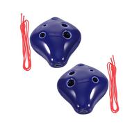 FUTUREORYY 2pcs Ceramic Ocarina C Key Portable Musical Instrument for Adults Beginners Lightweight Easy to Clean with Songbook and Strap