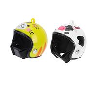 FUTUREORYY 2pcs Chicken Helmet for Pets Funny Protective Caps Cow and Tiger Patterns Lightweight Sun and Rain Safety Gear for Poultry Durable and Comfortable Bird Headwear