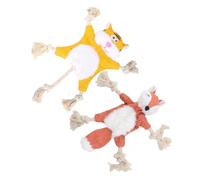 FUTUREORYY 2pcs Dog Chew for Dogs Safe and Durable Cartoon Teething for Puppies No Stuffing Strong Bite Resistance Stimulates Hunting Instincts Fun Molar Fox and Tiger Design