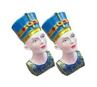FUTUREORYY 2pcs Egyptian Queen Bust Figurines Resin Miniature Statues Ancient Decor Retro Desktop Ornament with Wear-resistant Lightweight Design