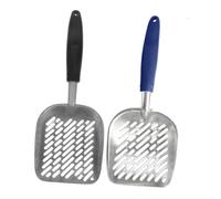 FUTUREORYY 2pcs Ergonomic Cat Litter Scooper with Wide Holes for Quick Filtering Aluminum Alloy Metal Build Comfortable Grip for Reduced Hand Fatigue Heavy Duty Poop Scoop for Efficient