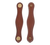 FUTUREORYY 2pcs Faux Leather Drawer Handles Red Brown PU Leather Pulls for Cabinets Dresser Knobs Soft Feel Replacement Furniture Hardware Easy DIY Installation