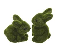 FUTUREORYY 2pcs Flocked Rabbit Decor for Garden and Indoor Use Realistic Sitting Bunny Models with Soft Flocking Easter Adornments for Desktop Porch and Party Decoration