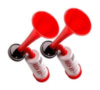 FUTUREORYY 2Pcs Handheld Air Horn Pump Portable Cheer Horn for Sports Events Parties Celebrations Loud Noisemakers with Bright Color Graphics for Fans and Cheerleading