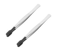 FUTUREORYY 2pcs Hobby Tweezers with Silicone Flat Tips for Precision Crafting Jewelry Making and Eyelash Application Compact Lightweight Stainless Steel Tongs for Delicate Items Like Stamps