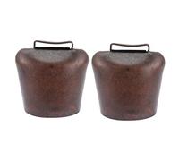 FUTUREORYY 2Pcs Metal Cow Bells Medium Retro Red Finish Lightweight Grazing Farm Animal Bells for Pet Collars and Livestock Tracking