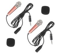 FUTUREORYY 2pcs Mini Portable Microphones for Mobile Phones, Tiny Mini Recording Mic Compatible with Smartphone and Tablet, Gold Compact Microphone for Singing and Voice Recording