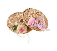 FUTUREORYY 2pcs Mini Sombrero Hats Chin Strap Tiny Woven Hat Accessories for Parrots and Chickens Tea Party for Small Birds and Poultry