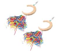 FUTUREORYY 2pcs Moon Shape Bird Swing for Parrots and Cockatiels Wooden Perch Play Stand Encourages Exercise and Coordination for Indoor Bird Cages