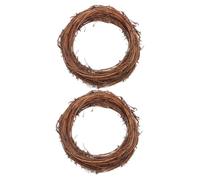 FUTUREORYY 2pcs Natural Rattan Wreath Garland Handwoven Grapevine Twig Hoop for DIY Crafts Rustic Front Door Wall Hanging Decorations Indoor Outdoor Seasonal Use