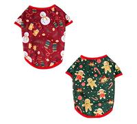 FUTUREORYY 2pcs Pet Christmas Clothes Cute Dog Garments for Dogs Festive Snowman Gingerbread Man Design Lightweight and Easy to Wear for Holiday Parties and Celebrations