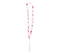 FUTUREORYY 2PCS Pink Acrylic Imitation Pearl Mobile Phone Lanyards LOVE Letter and Heart Pattern, 4mm Beaded Hanging Straps Suitable for Cell Phones and Keys