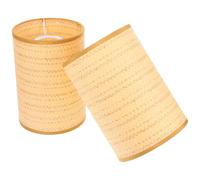 FUTUREORYY 2pcs Rattan Floor Lamp Shades E27/E14 Rustic Woven Replacement Indoor Lampshade Durable Metal Frame Bohemian Style for Bedroom Cafe Home Decor