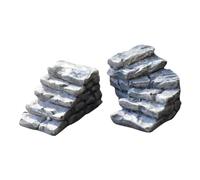 FUTUREORYY 2pcs Resin Stone Steps Miniature Stairs for Doll House Decor Curved and Straight Resin Steps for Micro Landscape DIY House Accessories for Garden Scenery