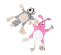 FUTUREORYY 2pcs Safe No Stuffing Dog Teething Durable Chew with Adorable Cartoon Design for Molar Relief and Boredom for Dogs Bear Rabbit