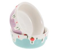 FUTUREORYY 2pcs Small Ceramic Hamster Food Bowls Anti-slip Deepened Pet Feeding Dish for Hamsters Guinea Pigs Rabbits Hedgehogs with Inclined Design and Reusable Construction in Blue and