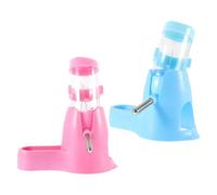 FUTUREORYY 2pcs Small Pet Automatic Water Dispenser with Stand - 80ml Hanging Hamster Water Bottle for Rabbits, Squirrels, Chinchillas, Quiet Drinking Feeder for Small Animals