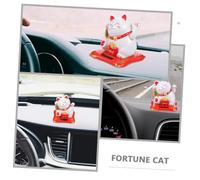 FUTUREORYY 2pcs Solar-powered Japanese Style Lucky Cat Statue Waving Arm Car and Desktop Ornament for Wealth and Luck Small White Fortune Cat Figurines for Home Office Decor