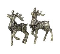 FUTUREORYY 2Pcs Solid Brass Deer Desktop Adornment Decorative Craft Ornament for Home Office Car Shelf Delicate Sika Deer Design Space Saving and Easy to Clean