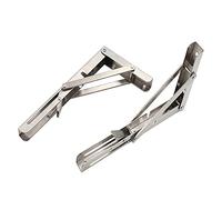 FUTUREORYY 2pcs Stainless Steel Folding Shelf Brackets Heavy Duty Spring Loaded Triangle Supports Lockable Wall Mounted Table Brackets with Load Capacity for DIY Space Saving