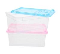FUTUREORYY 2pcs Transparent Reptile Feeding Boxes for Geckos and Small Pets Wear Resistant Breeding Containers with Ventilation for Turtle Frog Corn Snake Care and Transport