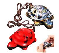 FUTUREORYY 2pcs Turtle Shaped Ceramic Ocarina with Six Holes Beginner Friendly Flute Instrument in Blue and Red Glaze Fine Craftsmanship and Sound Quality