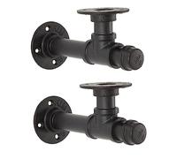 FUTUREORYY 2Pcs Vintage Industrial Wall Mounted Shelving Brackets Rustic Iron Pipe Shelf Supports with Rust Resistant Coating for Home Decor Easy to Install Retro Floating Shelf Rail