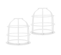 FUTUREORYY 2Pcs White Metal Wire Lampshade Protective Light Bulb Guard Cage for Industrial Workshop Lighting Signal Lamps Collision and Explosion Proof