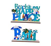 FUTUREORYY 2Pcs Wooden Ocean Letters Decorative Alphabet Ornaments for Home and Stylish Beach Theme Crafts for Living Room and Tabletop