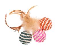 FUTUREORYY 3 Pcs Plush Cat Wear-resistant Rope Wrapping Ball Style with Sound for Pet Educational Play Indoor Kitten Chew and Grab Colorful Interactive for Home Office Shop Random Color