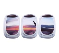 FUTUREORYY 3Pcs 3D Airplane Window Wall Stickers Set, Removable PVC Sky Landscape Decals for Bedroom and Kitchen Wall Decoration