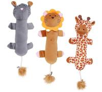 FUTUREORYY 3pcs Cat Molar Plush Bite Resistant Teething Animal Dolls Lion Giraffe Leopard for Chewing and Playtime Soft and Comfortable for Cats