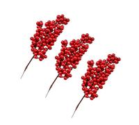 FUTUREORYY 3pcs Christmas Artificial Flower Red Imitation Berry Small Fruit Bouquet Lifelike Faux Berry Stems for Wedding Home and Holiday Decoration and Easy to Arrange