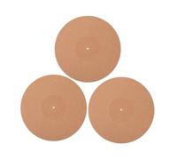 FUTUREORYY 3Pcs Cork Turntable Mats for Vinyl Record Players Static Non Slip Record Pads with Groove Design Shock Absorbing Cork Slipmats Compatible with Turntables Natural Wood Color