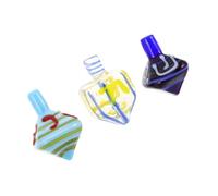 FUTUREORYY 3pcs Glass Dreidel Hanukkah Keepsake Traditional Judaica for Holiday Party Favor Collectible Chanukah Ornament Decorative