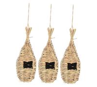 FUTUREORYY 3Pcs Handmade Woven Bird Nests Durable Bird Feeding Pendants Creative Art Adornment for Indoor Outdoor Scenes Grass Craft for to Play and Sleep