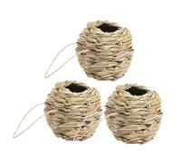 FUTUREORYY 3pcs Natural Woven Bird House Straw Parakeet Nest with Hanging Design Comfortable Outdoor Bird Nest Basket for Garden Balcony Porch Like Finches and Parrots