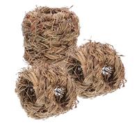 FUTUREORYY 3Pcs Natural Woven Grass Nest Set for Hamster Bunny Rabbit Gerbil Small Pets, Straw Cubby House for Cage Enrichment and Chewing