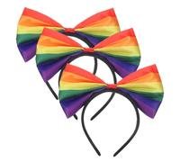 FUTUREORYY 3pcs Rainbow Bowknot Headbands for Women and Colorful Stripe Pattern Hair Accessories with Delicate Bows Stylish and Versatile for Parties Holidays and Everyday Wear