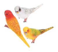 FUTUREORYY 3pcs Realistic Parakeet Bird Figurine Durable Lifelike Parrot Models Yellow White Red Decorative Animal Statues for Home Office Wall and Outdoor Bird Accessory