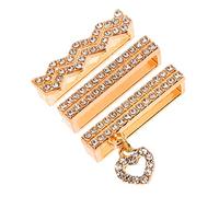 FUTUREORYY 3pcs Zirconia Bling Watch Band Charm Silicone Ring Loops for Watch Pattern Decorative Jewelry Durable Lightweight Zinc Alloy Accessories