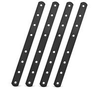 FUTUREORYY 4 Pcs Thickened Black Stainless Steel Straight Brace Plates Heavy Duty Mending Flat Bars with Multiple for Stable Wood Furniture Fixing and Repair