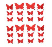 FUTUREORYY 48pcs Shiny Butterfly Wall Stickers Removable PVC Wall Decoration for Bedroom Living Nursery Delicate Red Butterflies for Unique Home Background Design