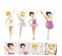 FUTUREORYY 4Pcs Adorable Ballerina Cake Ornaments Birthday Cake Decoration for Desktop Layout White and Purple Creative Dessert Topper