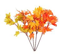 FUTUREORYY 4pcs Artificial Maple Leaf Branch Picks for Fall DIY Garden Decor Realistic Faux Leaves in Autumn Colors and Maintenance Vase Filling Ornament for Thanksgiving