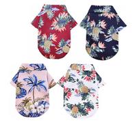 FUTUREORYY 4pcs Breathable Dog Shirt Blouse Hawaiian Pineapple Pattern Summer Camp Pet Clothes for Medium Dogs Navy Blue White Pink Wine Red l Size