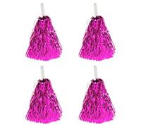 FUTUREORYY 4pcs Cheerleader Pom Poms Accessory for Sports Dance Team Spirit | Aluminum Foil Wire Sparkle Finish, Handheld Use for Parades and Routines, Light Carry