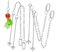 FUTUREORYY 4Pcs Chicken Food Feeder Hanging Chain with Stainless Steel Skewer Adjustable for Hens Medium Birds Vegetable Fruit Holder