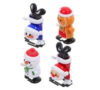 FUTUREORYY 4pcs Christmas Clockwork Novelty Wind-up Santa Snowman Gingerbread Man Figures Material Fun Holiday Walking for Party Favors