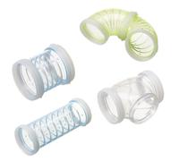 FUTUREORYY 4Pcs DIY Hamster Cage External Maze Tubes Set Including Curved Tube, Straight and Three-Way Connectors for Small Pets Play and Exploration Random Color Random Color